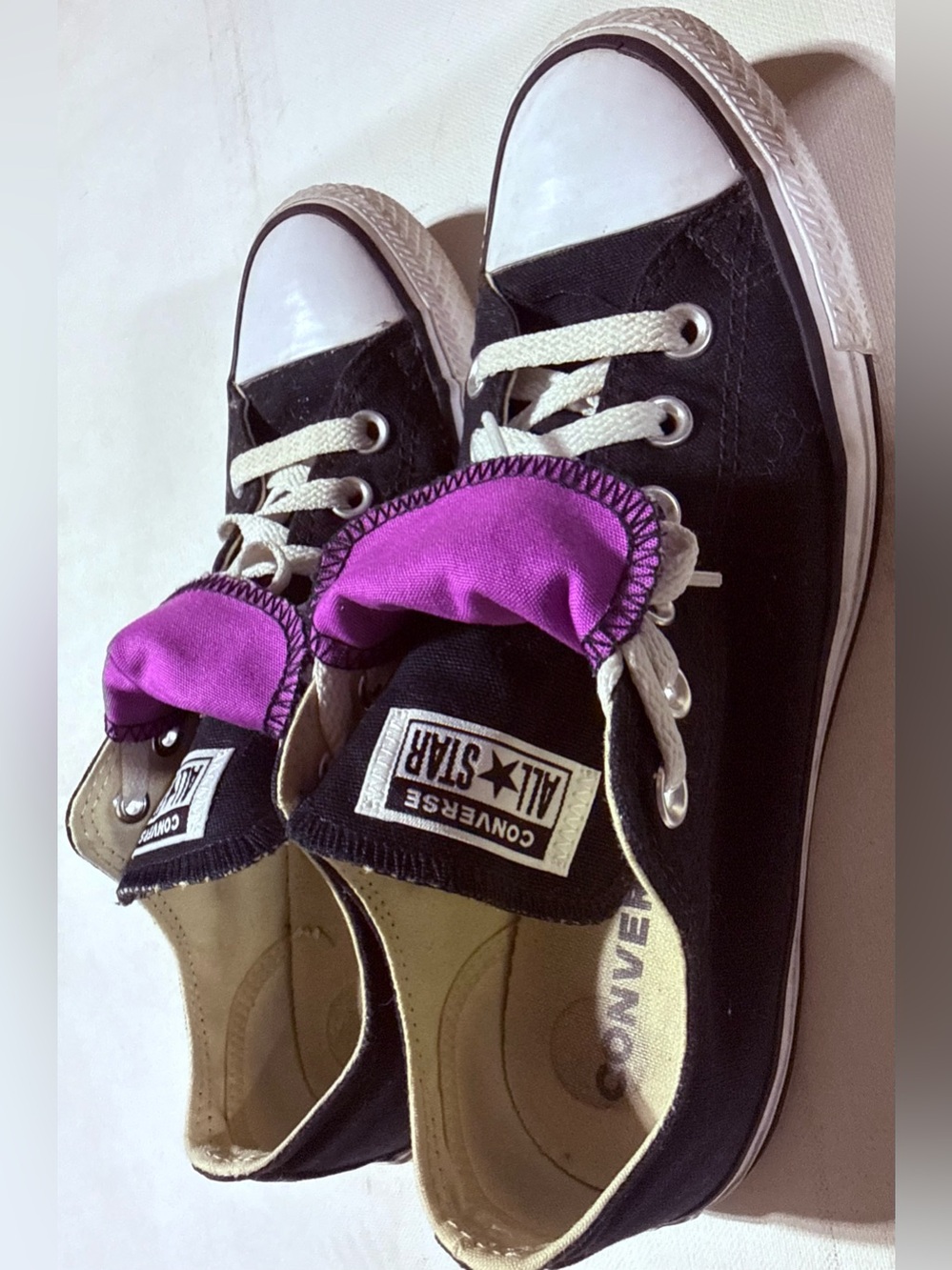 Converse All Star Black Canvas Sneakers with Purple Tongue Accent - Picture 12 of 12